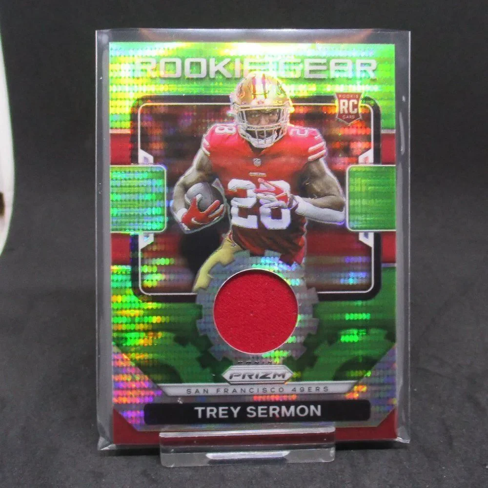 2021 Panini Prizm Football Trey Sermon Green Pulsar Rookie Gear RG24 RC rookie